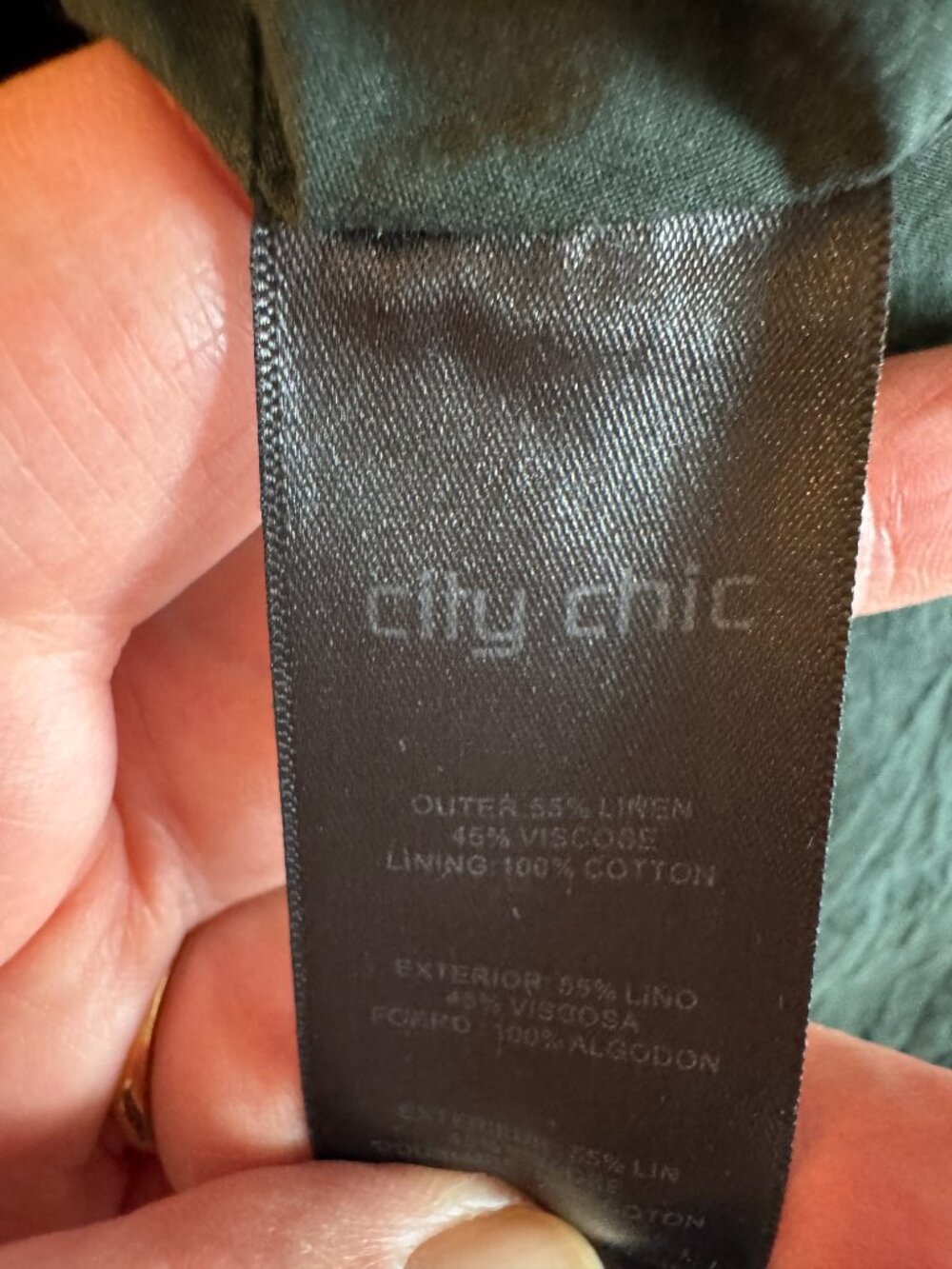 CITY CHIC Dark Green Faux Wrap Linen Blend Midi Dress - Size L (20) - Picture 7 of 7